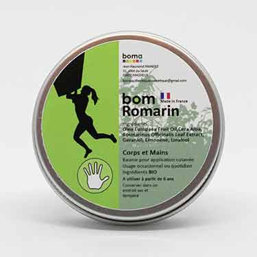 Pot de BOM Romarin pour les mains en escalade vue de face